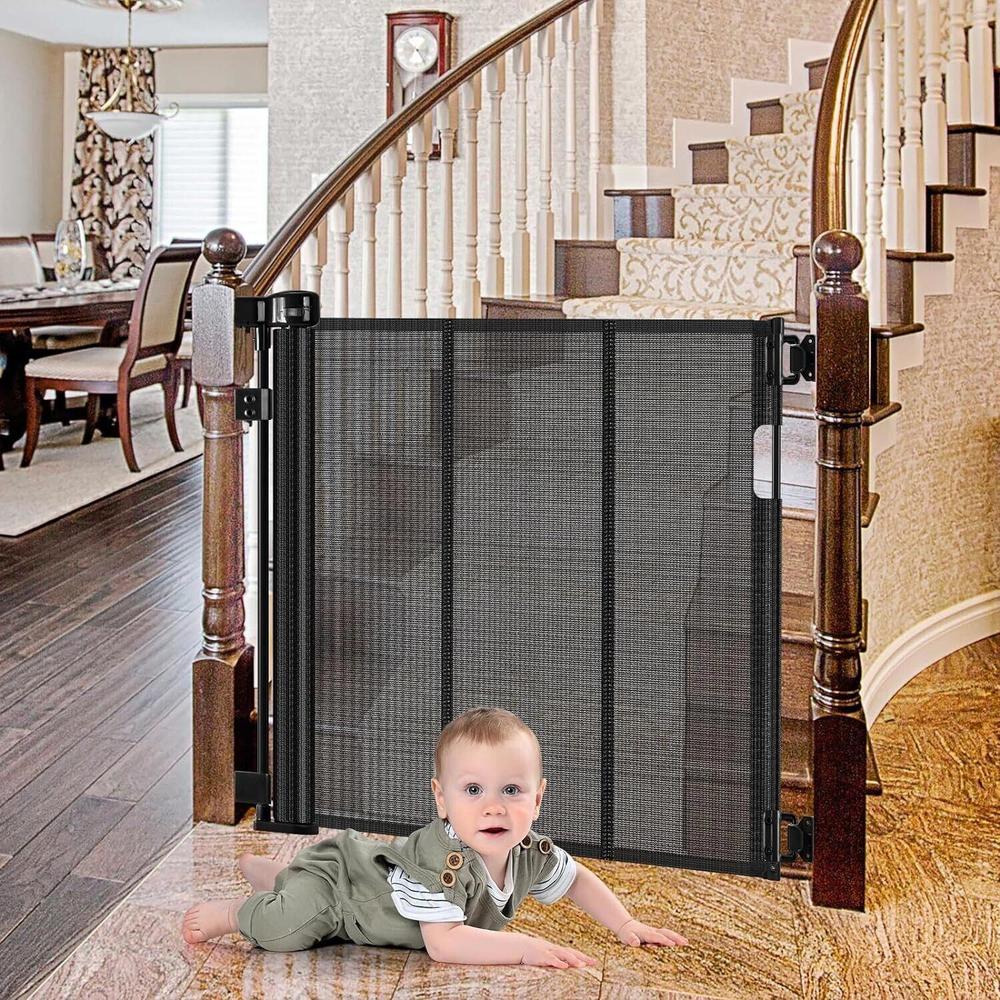 Enhanced 55-Inch Retractable Dog Gate for Stairs, Retractable Baby Gates for...